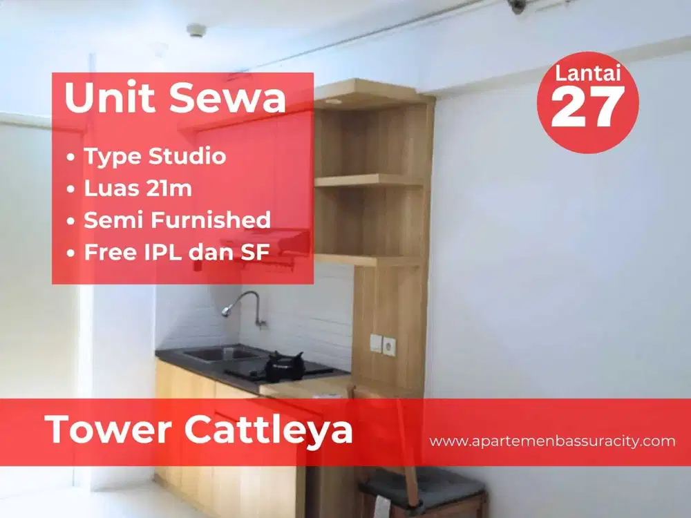 Sewa Studio semi furnished apartments Bassura City type studio