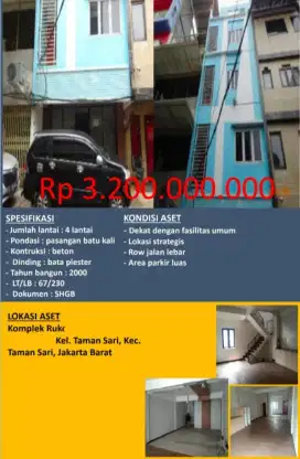 Dijual Ruko 4 Lantai Taman Sari
