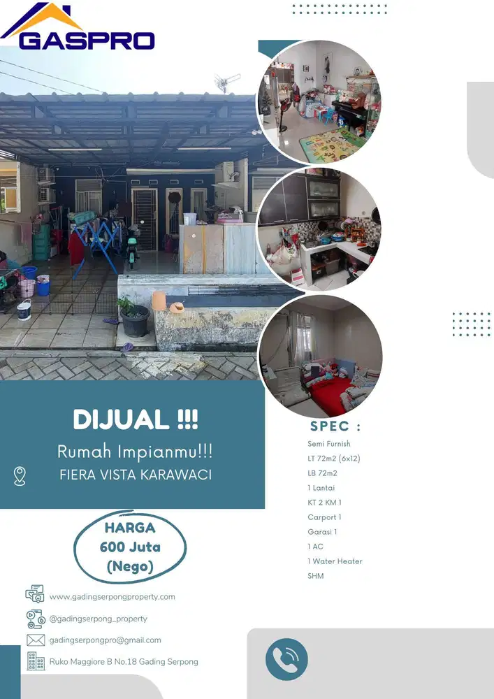 Semi Furnish Fiera Vista Grand View Karawaci 600 Jt Aja  DIJUAL Murah