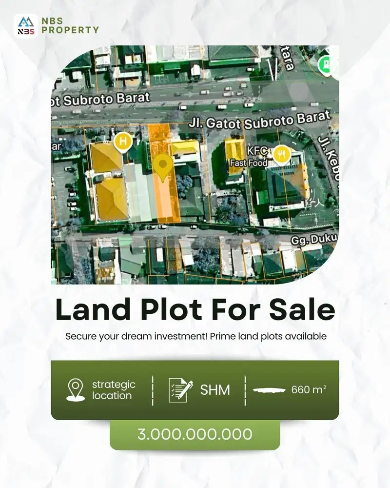 FOR SALE LAND 660 M AT GATOT SUBROTO DENPASAR