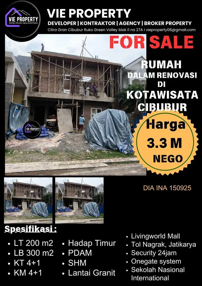 Rumah sedang renovasi total di Kota Wisata Cibubur