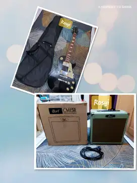 Les paul black beauty model free softcase + ampli ada reverbnya