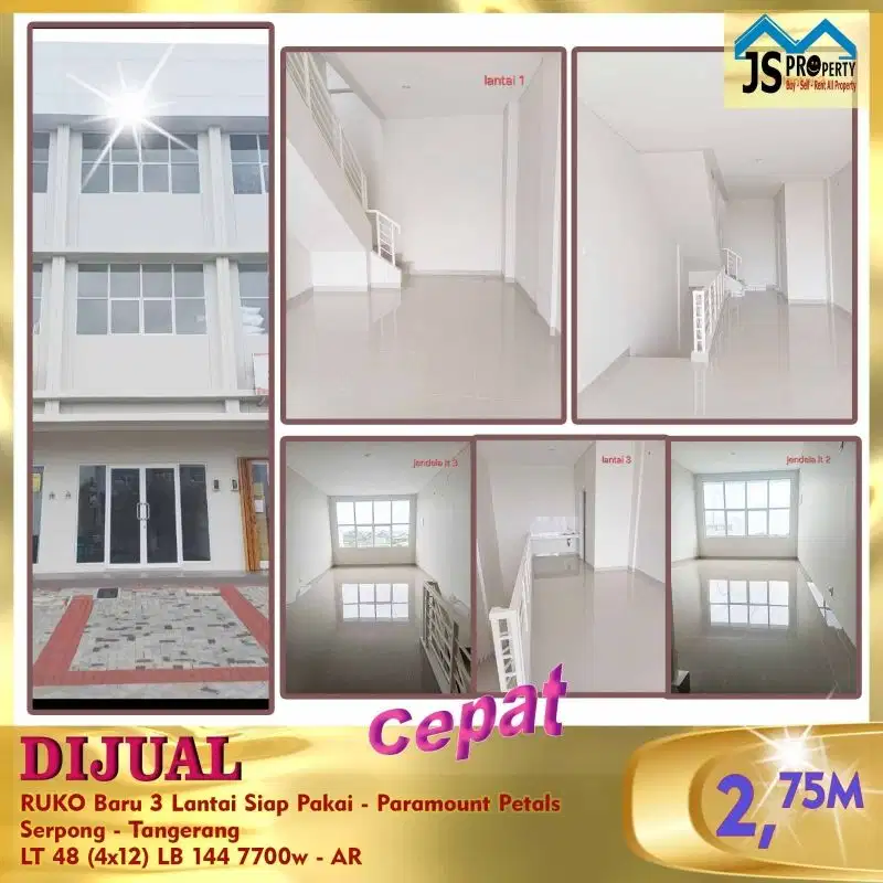 Dijual Ruko Komersil Baru di Paramount Petals