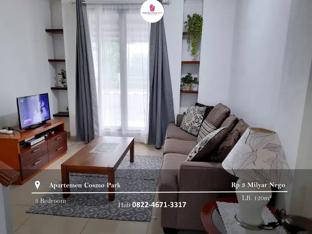 Dijual Apartement Cosmo Park 3BR Full Furnished