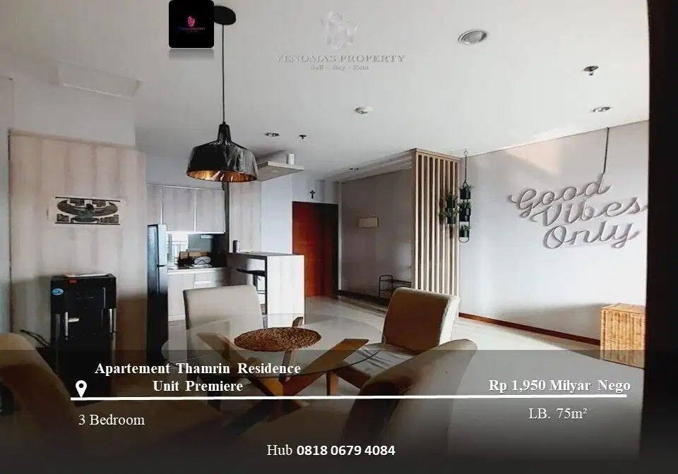 Dijual Apt Thamrin Residence Premiere High Floor 2BR+1 FF
