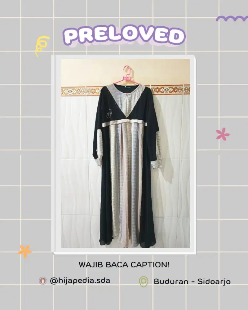 Gamis Kombinasi Polos Etnik