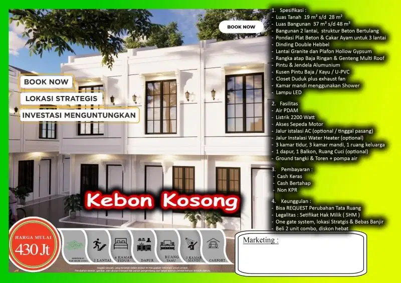 Rumah cantik dan elegan  minimalis di kebon kosong jakarta pusat