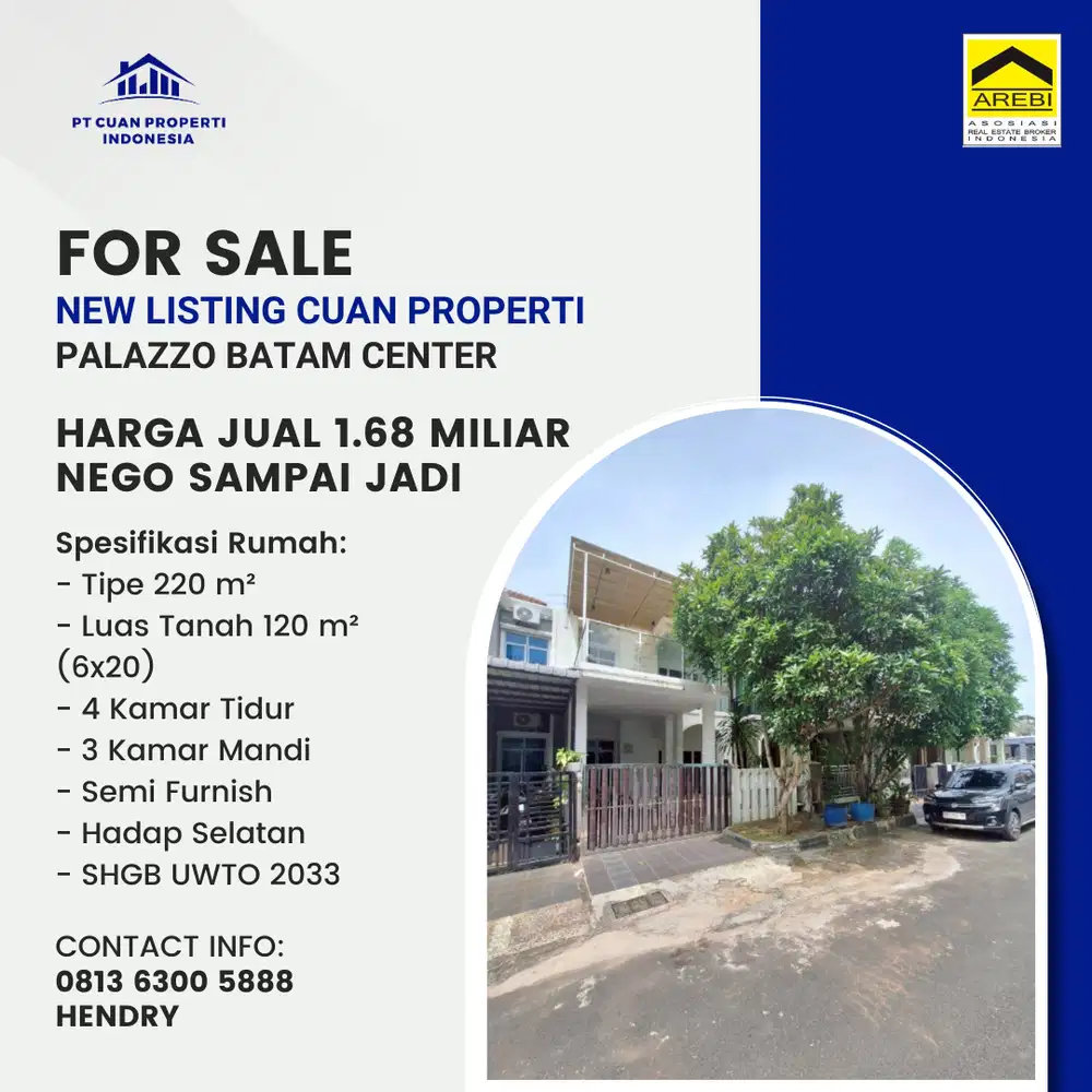 Dijual Rumah Murah Batam Center Palazzo Garden Siap Huni Butuh Uang