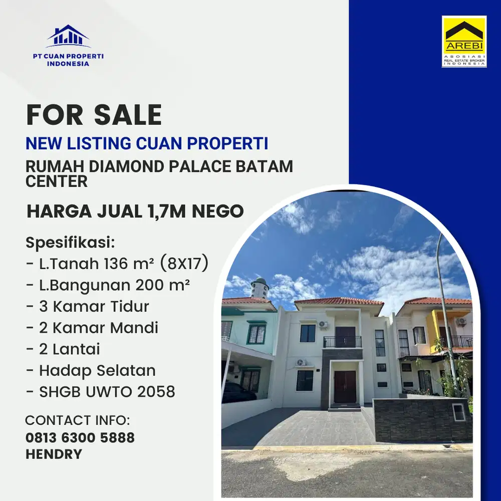Dijual Cepat Rumah Siap Huni Diamond Palace Batam Center