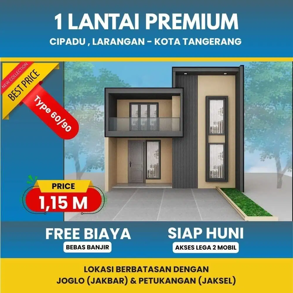 S821.Rumah 1Lt Akses Jl Lega perbatasan Petukangan Jaksel di Cipadu