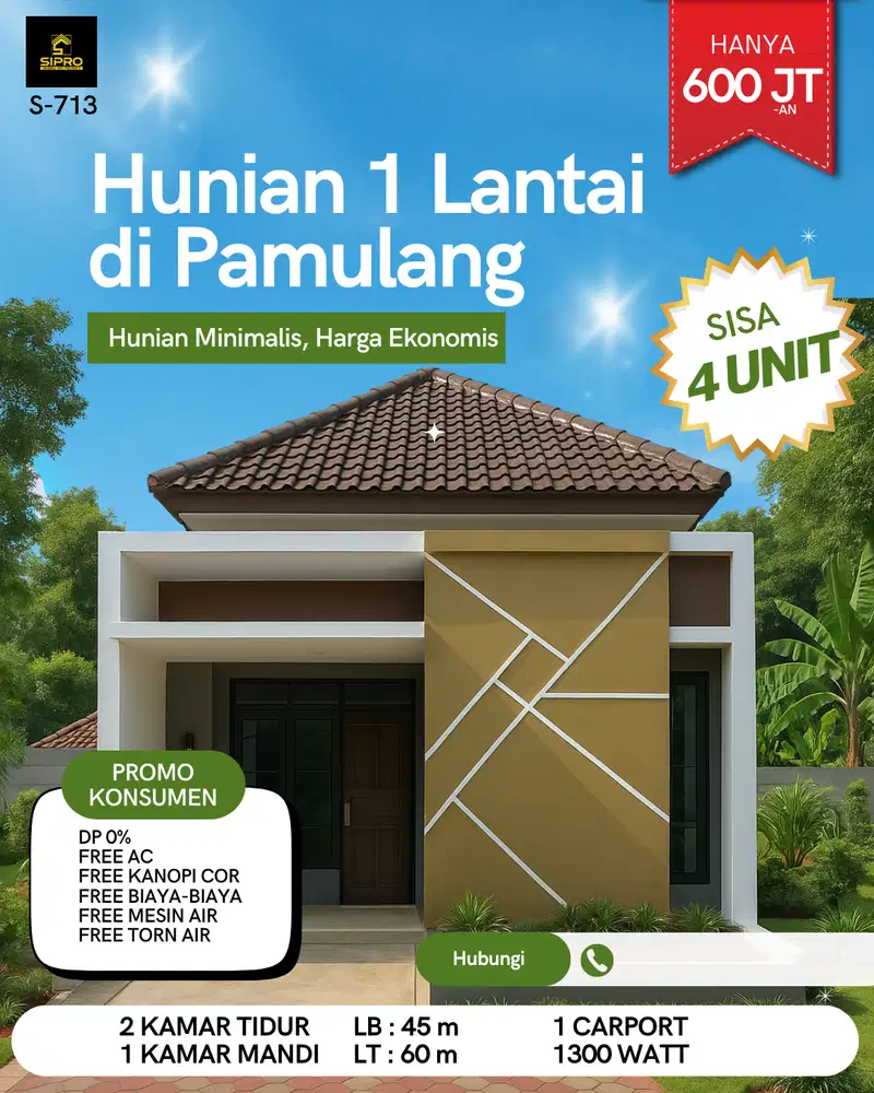 Rumah Cantik Harga Ekonomis 5 Juta All in Cicilan 4 Jtaan di Pamulang