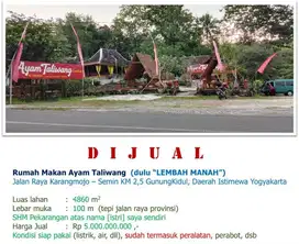 ‼️JUAL CEPAT‼️EX RUMAH MAKAN AYAM TALIWANG YOGYAKARTA