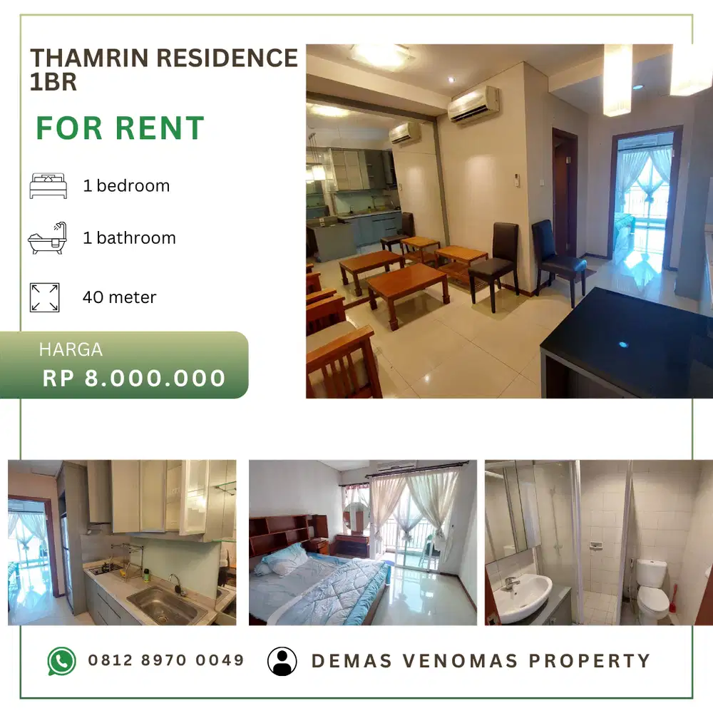 Disewakan Apartement Thamrin Residence 1 BR Furnished Tower D