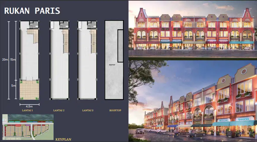 RUKO DIJUAL PIK MARINA BAY TIPE PARIS 4.5X20 VIEW CITY 3.5 LANTAI
