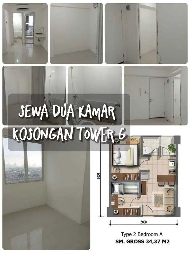 Sewa per 6bln apartment Bassura City type 2BR kosongan