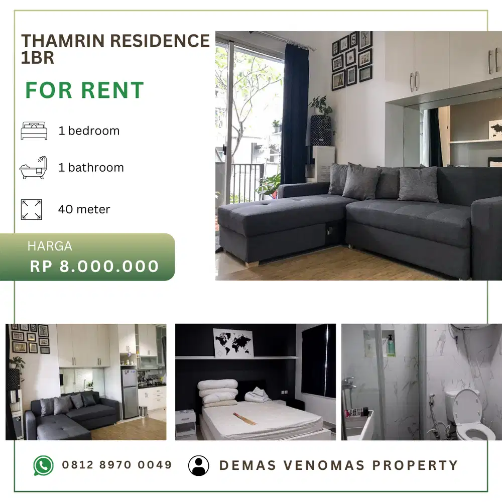 Disewakan Apartement Thamrin Residence 1BR Full Furnished Tower C