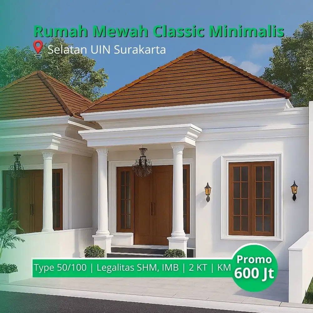 Rumah Dekat Kampus UIN Kartosuro, 5 menit Toll, Classic Minimalis
