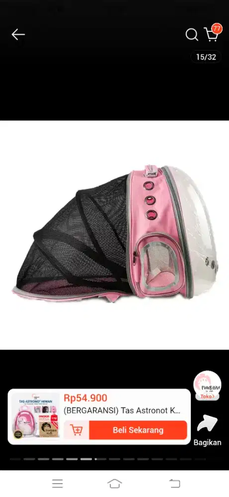 Tas astronot kucing /anjing size xl