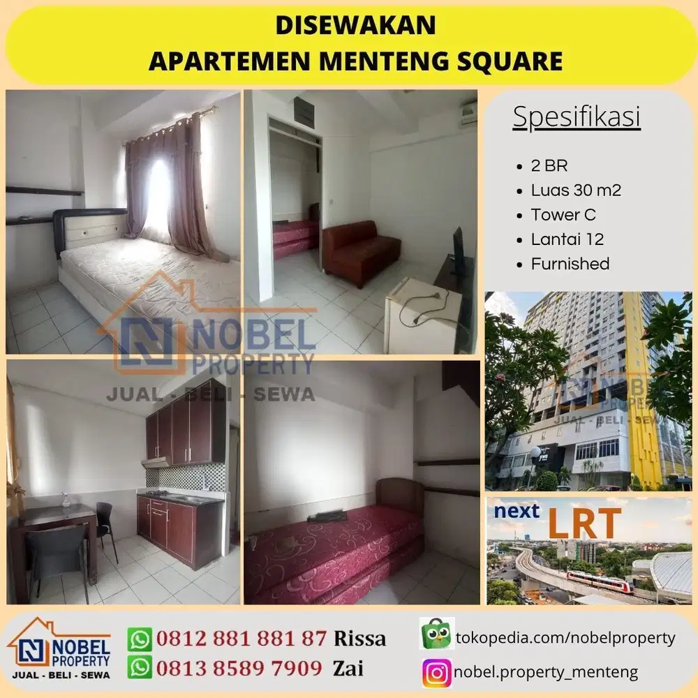 Disewakan Apartemen Menteng Square Tower C Lantai 12 Furnished 2BR