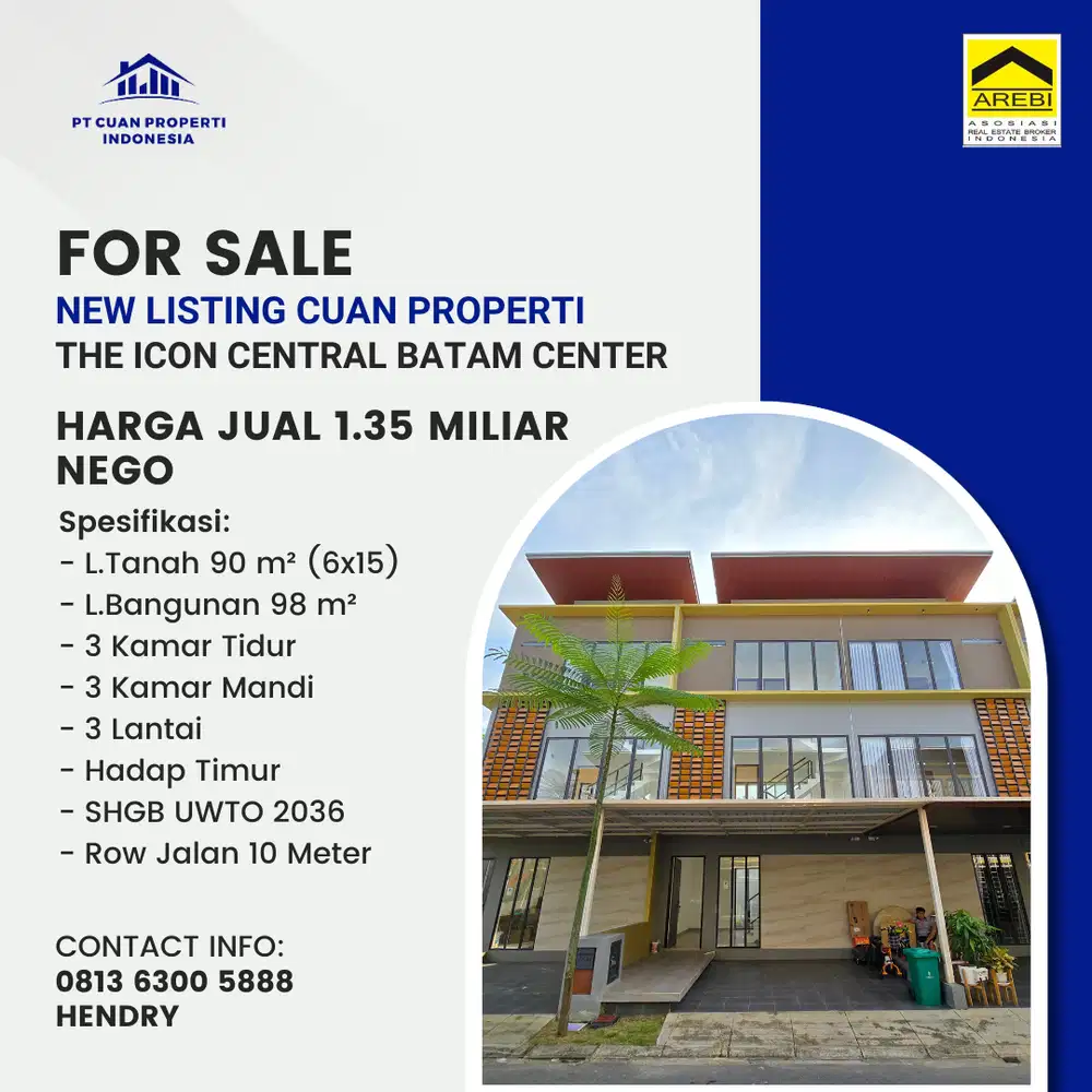 Dijual Rumah The Icon Central Batam Center Hadap Timur Siap Huni