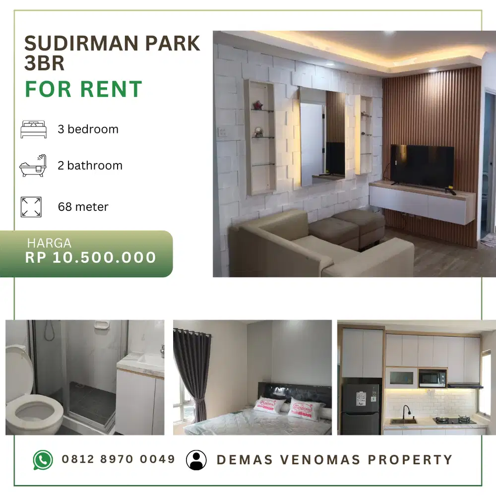 Disewakan Apartement Sudirman Park 3 BR Furnished Bagus