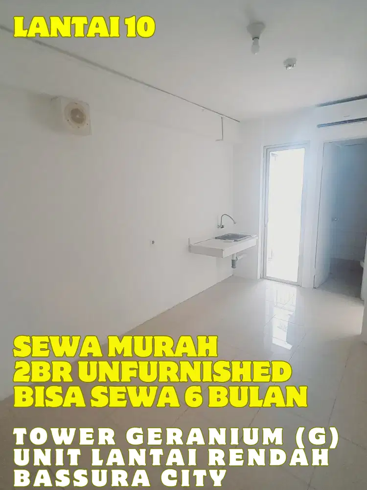 SEWA 2BR UNFURNISHED BISA SEWA 6 BULAN TOWER G APARTEMEN BASSURA CITY