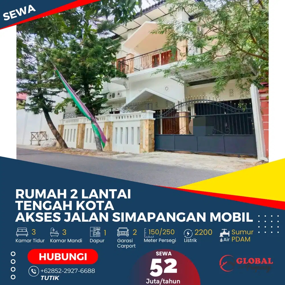 Rumah 2 Lantai di Tengah Kota Lokasi Strategis dan Siap Huni