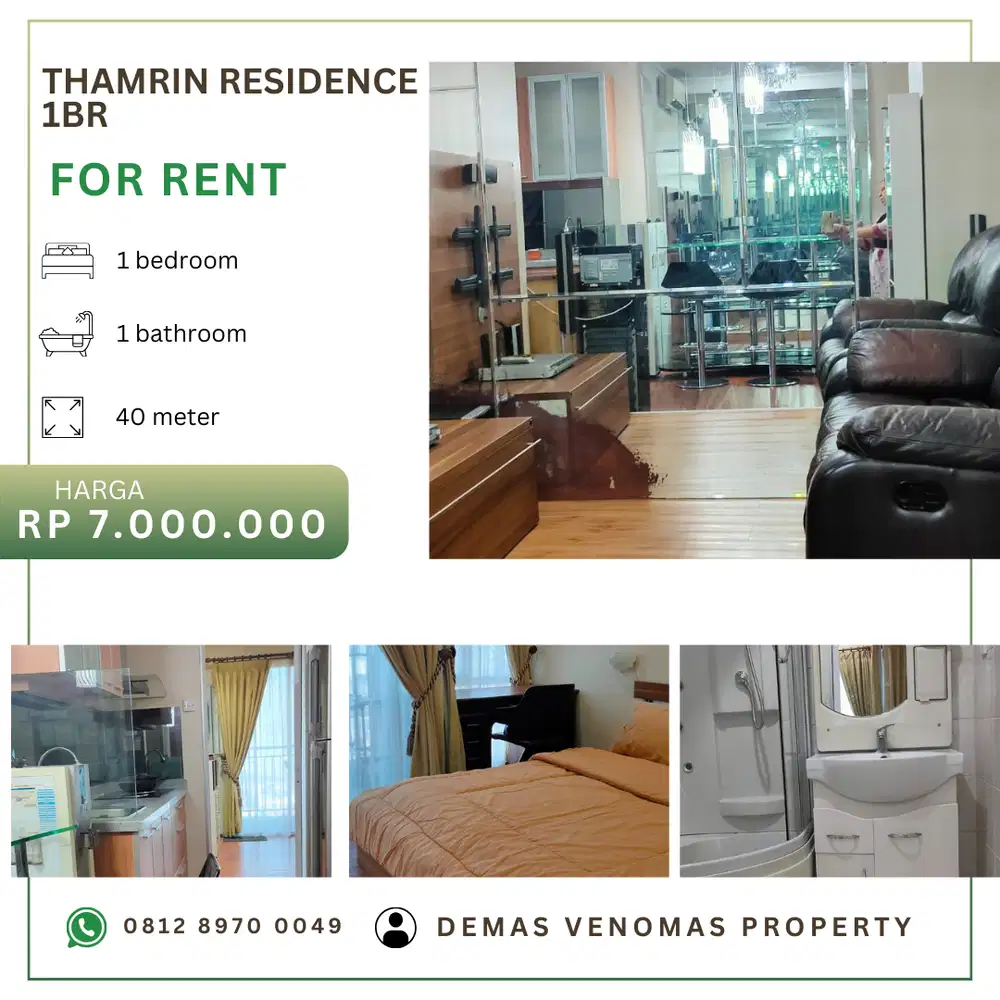 Disewakan Apartement Thamrin Residence Full Furnished 1 Bedroom