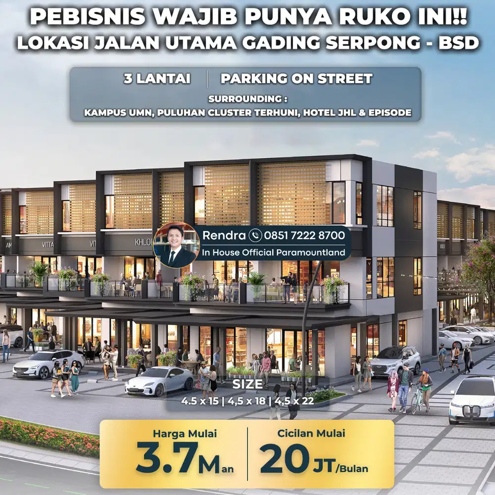 Ruko 3 Lantai Hadap Jalan Raya Gading Serpong Teramai