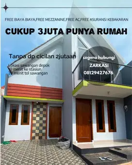 Rumah tipe mezanin DP 0 % cicilan 2 jt an
