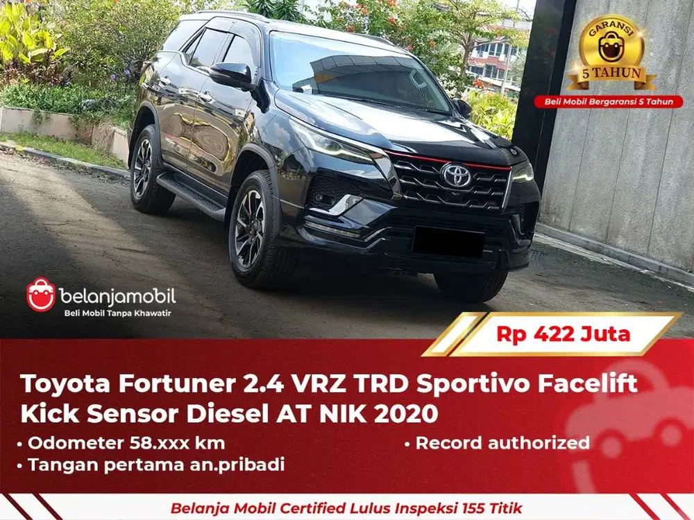[ GARANSI 5TH ] Toyota Fortuner 2.4 VRZ TRD Sportivo Diesel 2020 2021