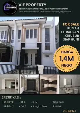 HARGA TERMURAH  RUMAH SIAP HUNI DI CITRA GRAN CIBUBUR
