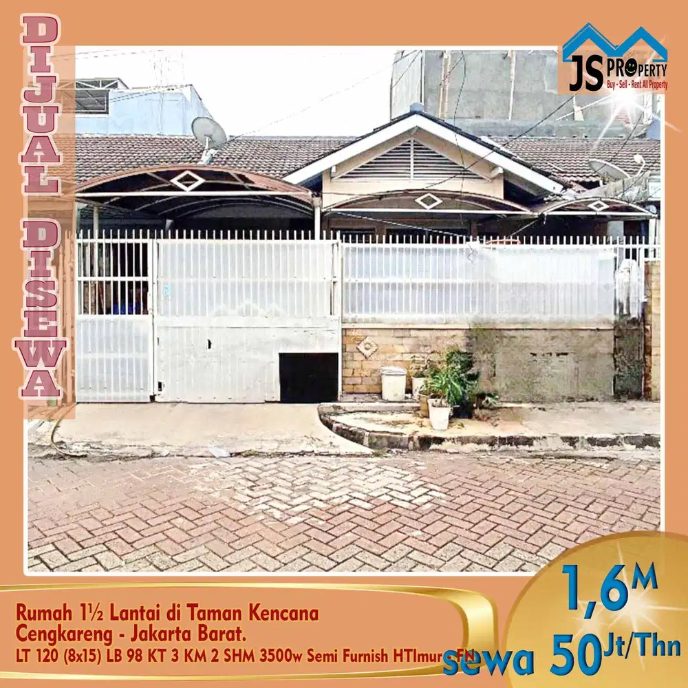DIJUAL Rumah 1½ Lantai di Taman Kencana Cengkareng Jakarta Barat - FN