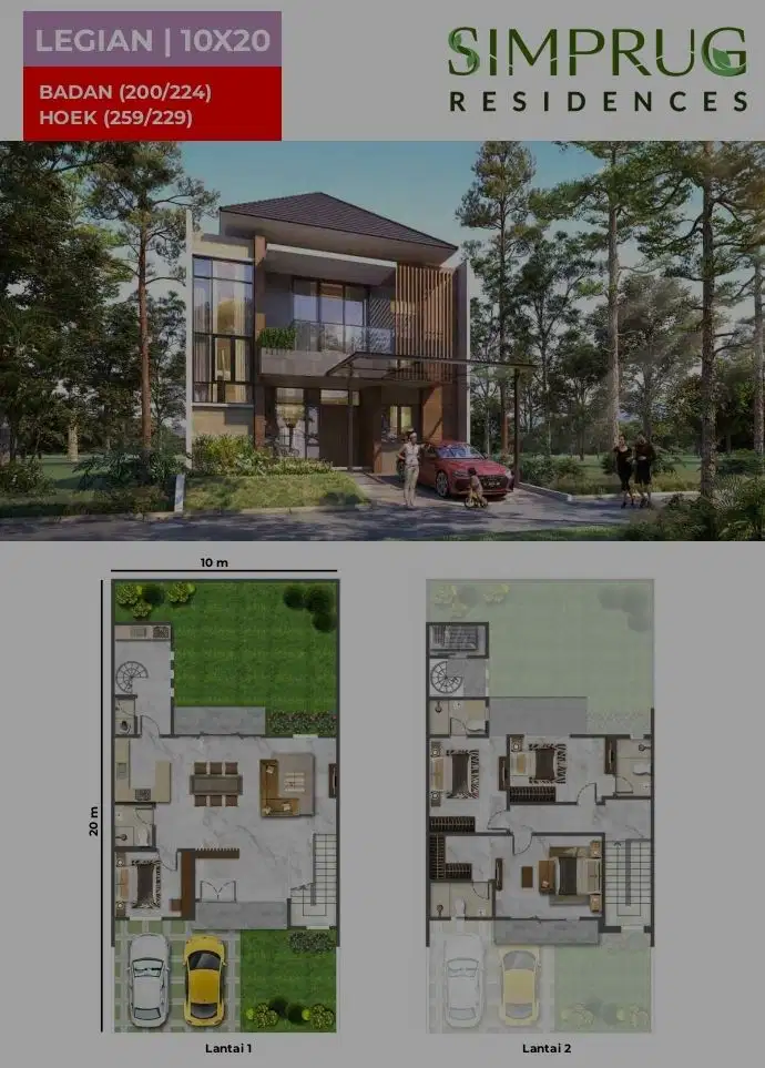 Dijual Rumah Cluster Simprug Residences uk 10x20 Badan PIK2