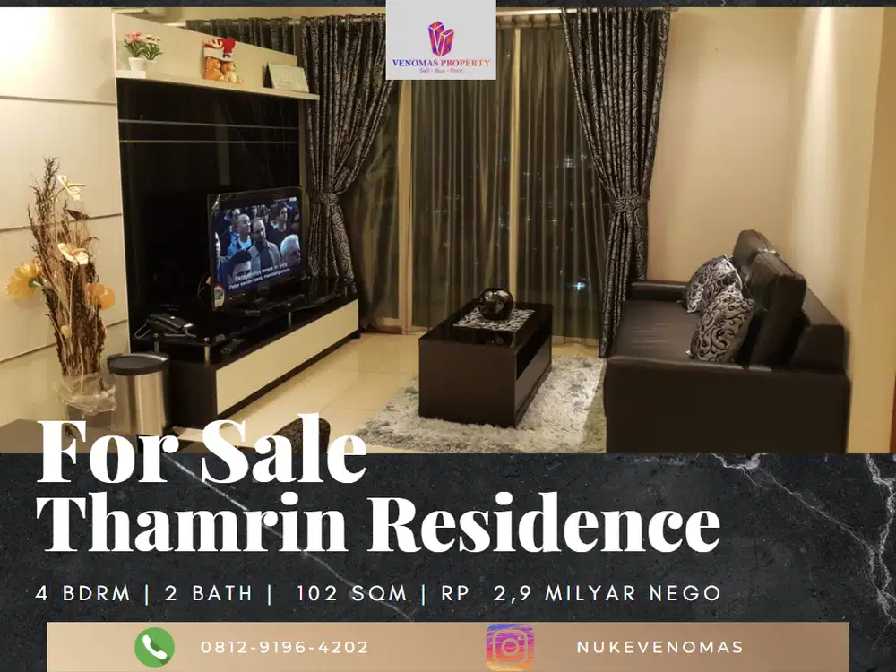 Dijual Apartemen Thamrin Residence 3BR Plus Room Service