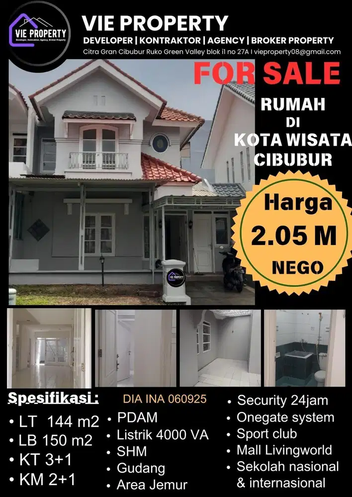 Dijual rumah siap huni di kota wisata cibubur