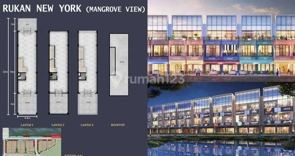 Dijual Rukan New York , Rukan Eksklusif 3 Lantai + Rooftop Pik2