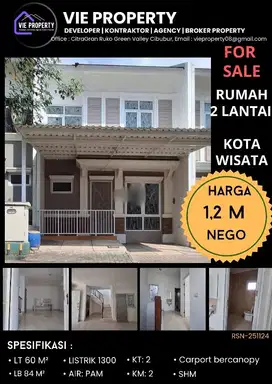 DIJUAL CEPAT MURAH RUMAH CIBUBUR KOTA WISATA