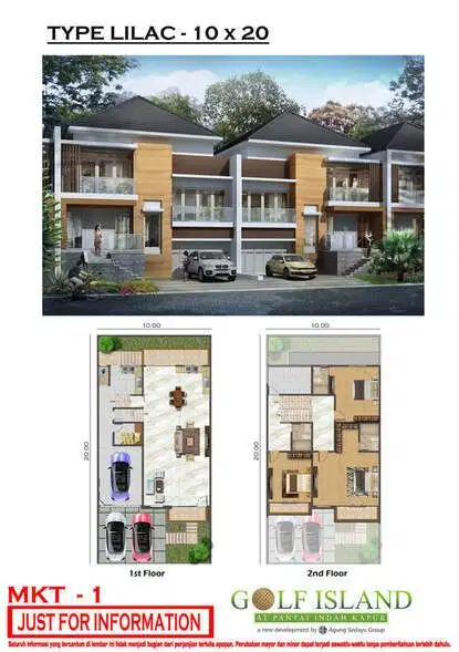 Jual Rumah PIK Golf Island 10x20 Tipe Lilac 2.5 Lantai Bisa KPR