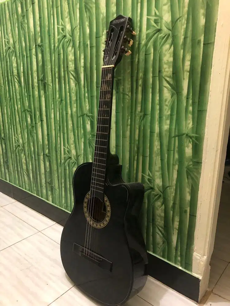 Gitar Akustik Kapor ORI ukuran 3/4 unik murah nego black siap pake