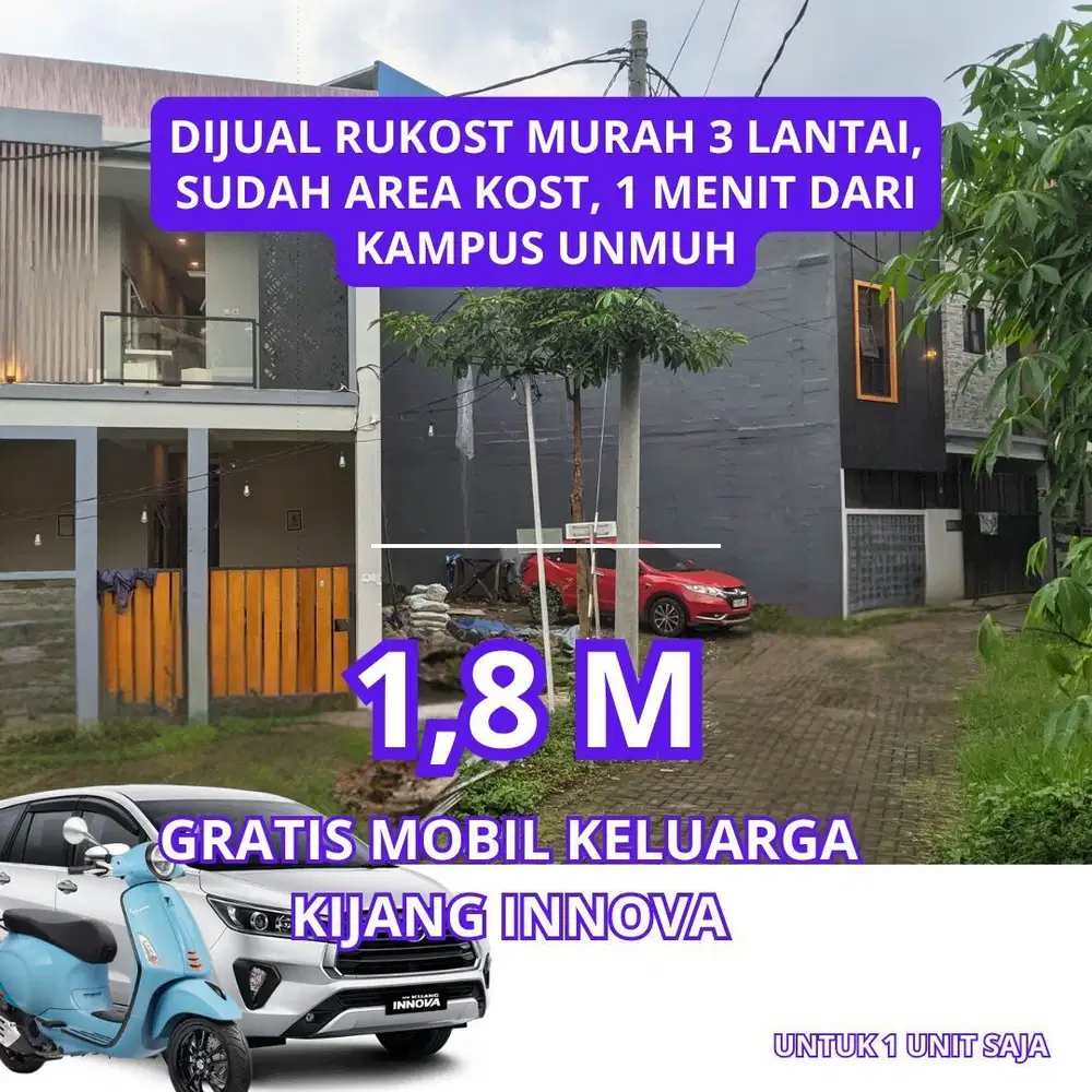 DIJUAL MURAH RUKOST MEPET KAMPUS UNMUH MALANG