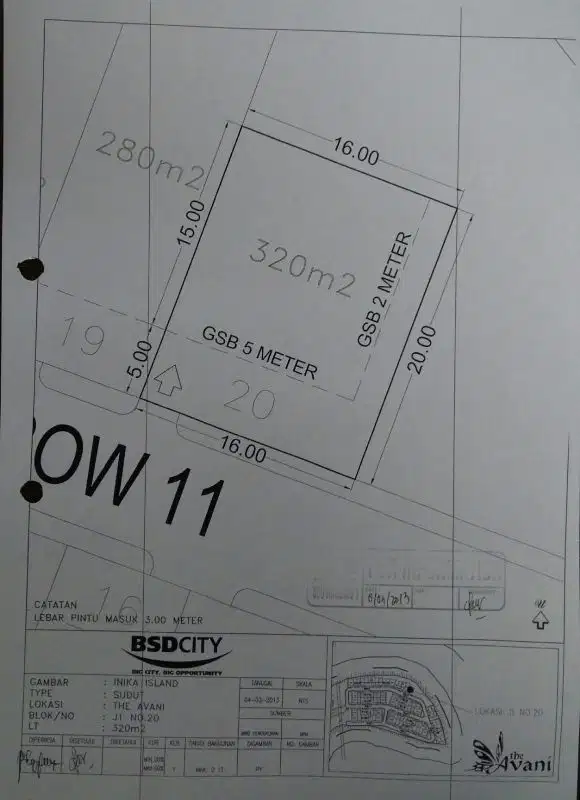 Kavling Inika Island The Avani Bsd Tangerang 320 m2 Hoek View Sungai