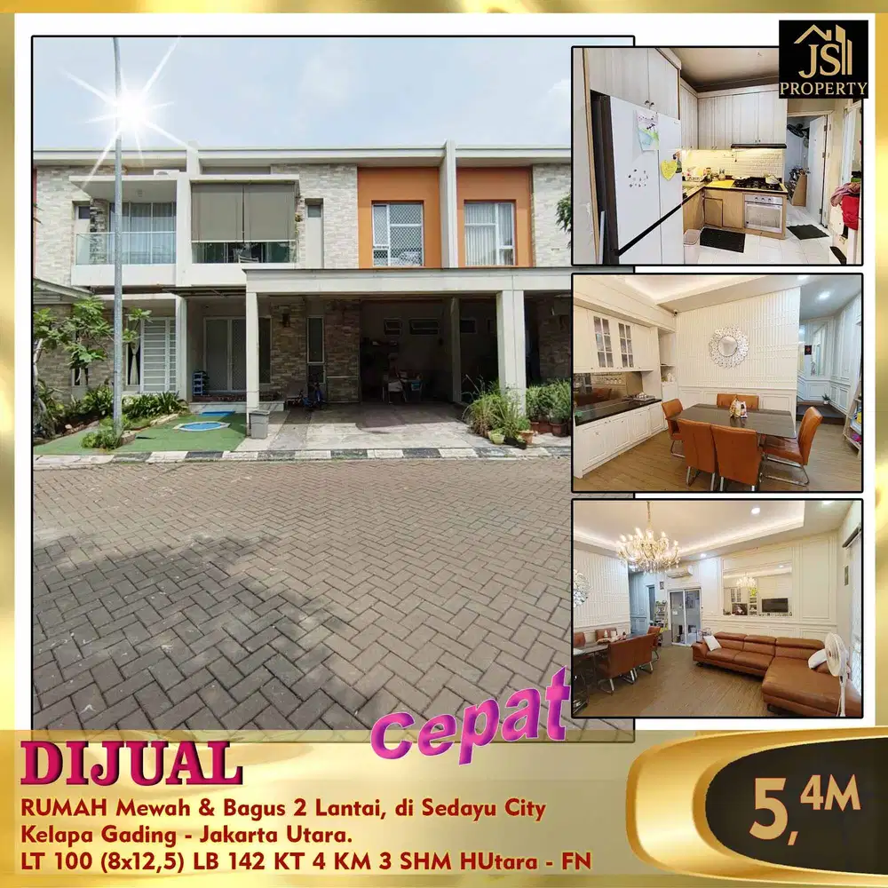 DIJUAL RUMAH Mewah & Bagus 2 Lantai, di Sedayu City Kelapa Gading - FN