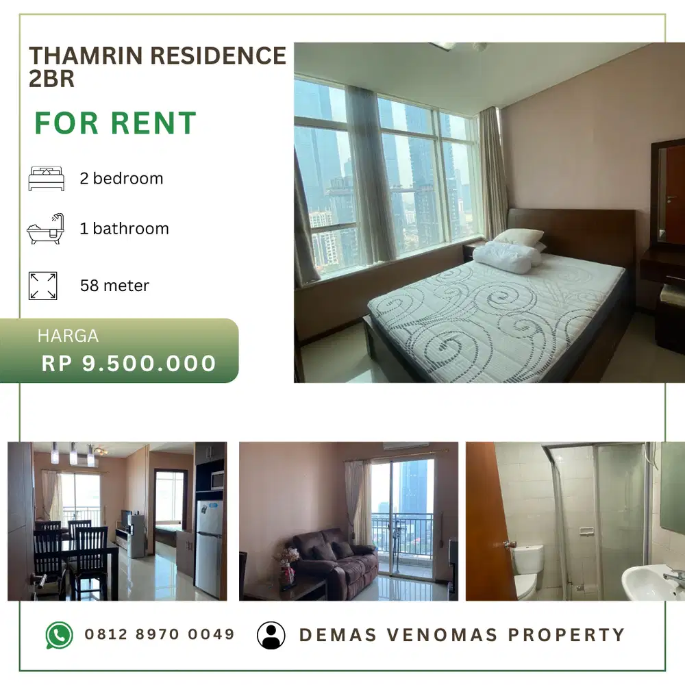 Disewakan Apartement Thamrin Residence 2BR Full Furnished Mid Floor