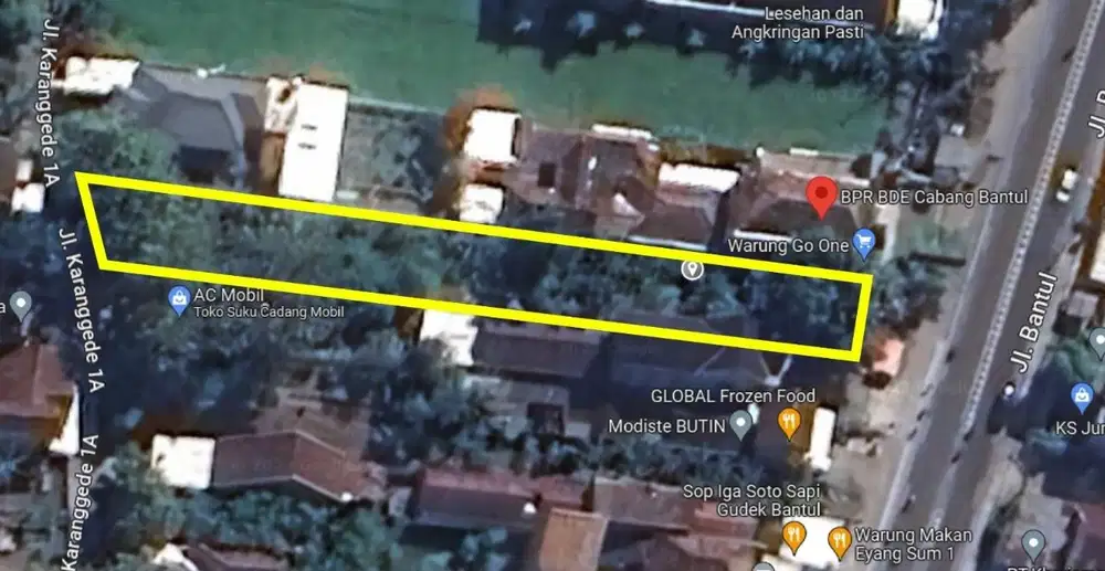 TANAH DIJUAL LUAS 1004 M2 PINGGIR JALAN RAYA DEKAT MASJID AGUNG BANTUL