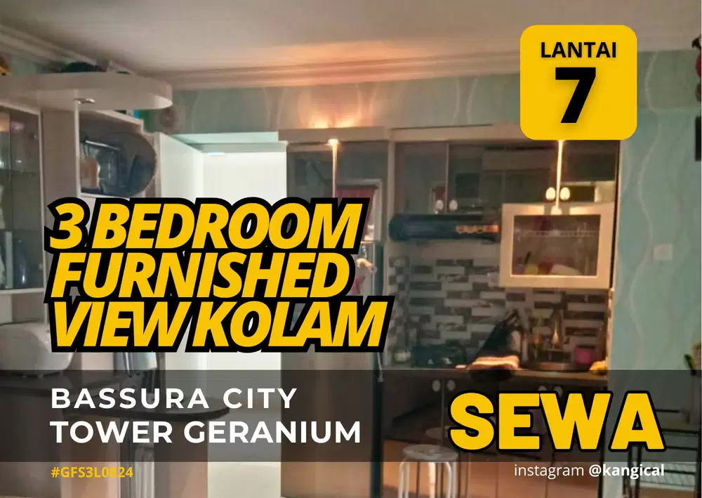 Sewa 3 Bedroom Furnished Lantai 7 Tower G Apartemen Bassura City