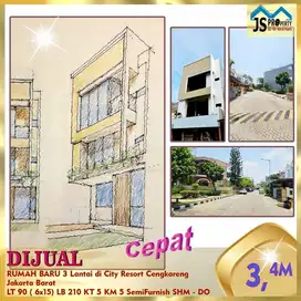 DIJUAL RUMAH BARU 3 Lantai di City Resort CengkarengJakarta Barat