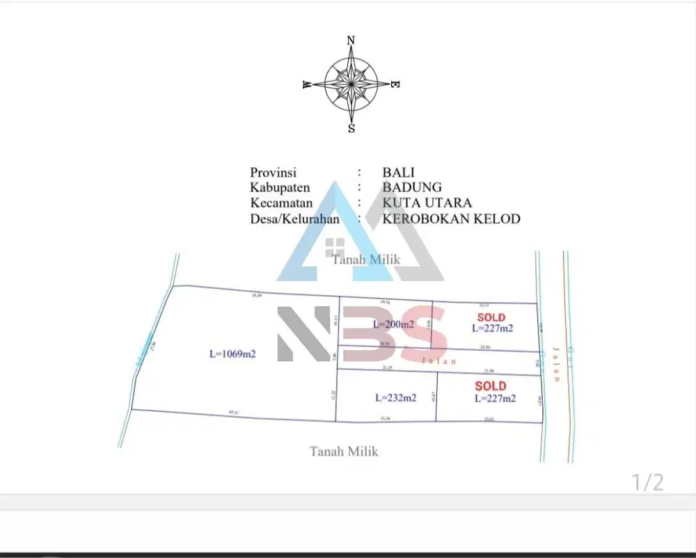 Dijual tanah lokasi premium Kerobokan semer kuwum umalas Bali.