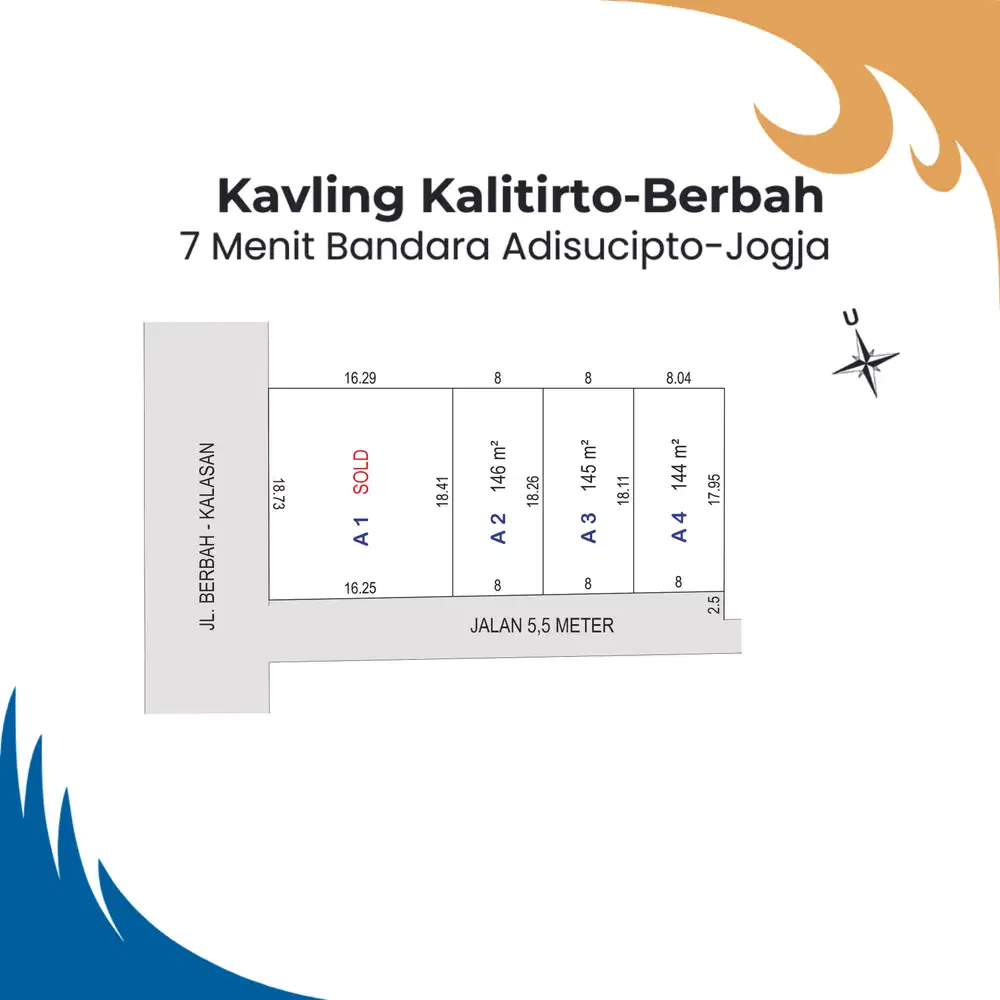 Tanah Kalitirto Berbah; Akses Pinggir Jalan; SHM