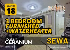 Sewa 3 Bedroom Cantik Bisa 3 Bulana Lantai 18  Apartemen Bassura City